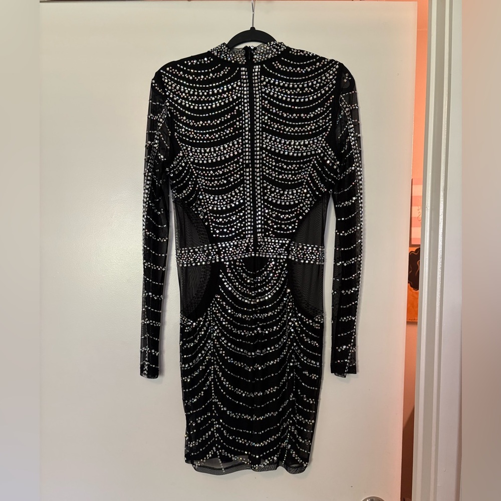 Banjul Black and Silver Embellished Midi Dress